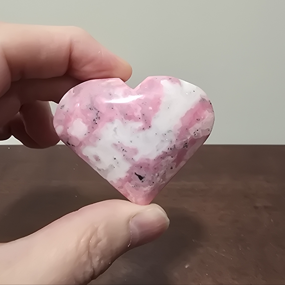 Pink Rhodonite Crystal Heart #B - Picture 1 of 5